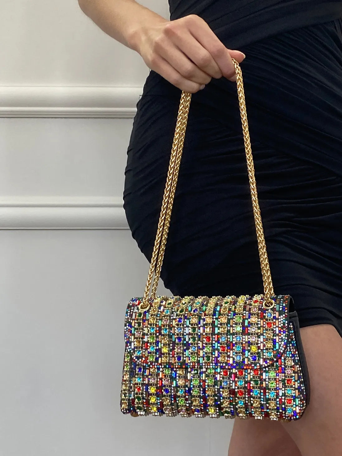Mini Sac avec Strass et Chaîne Dorée pour Femme | Idéal pour les Soirées