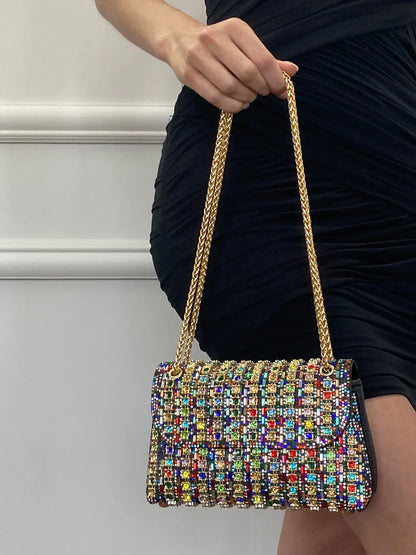 Mini Sac avec Strass et Chaîne Dorée pour Femme | Idéal pour les Soirées