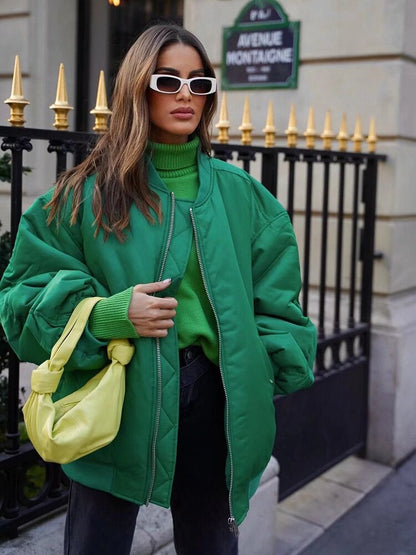 Veste Bomber Coupe Ample Avec Fermeture Zippée Pour Femmes | Idéal Pour Mi-Saison Et Usage Quotidien