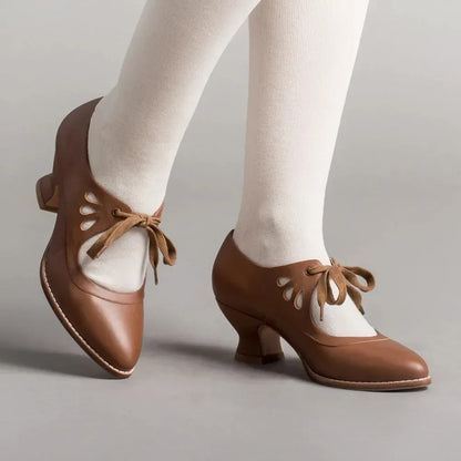 Escarpins À Lacets Avec Bride Et Talon Bas Pour Femmes | Idéal Pour Les Occasions Quotidiennes Et Habillées