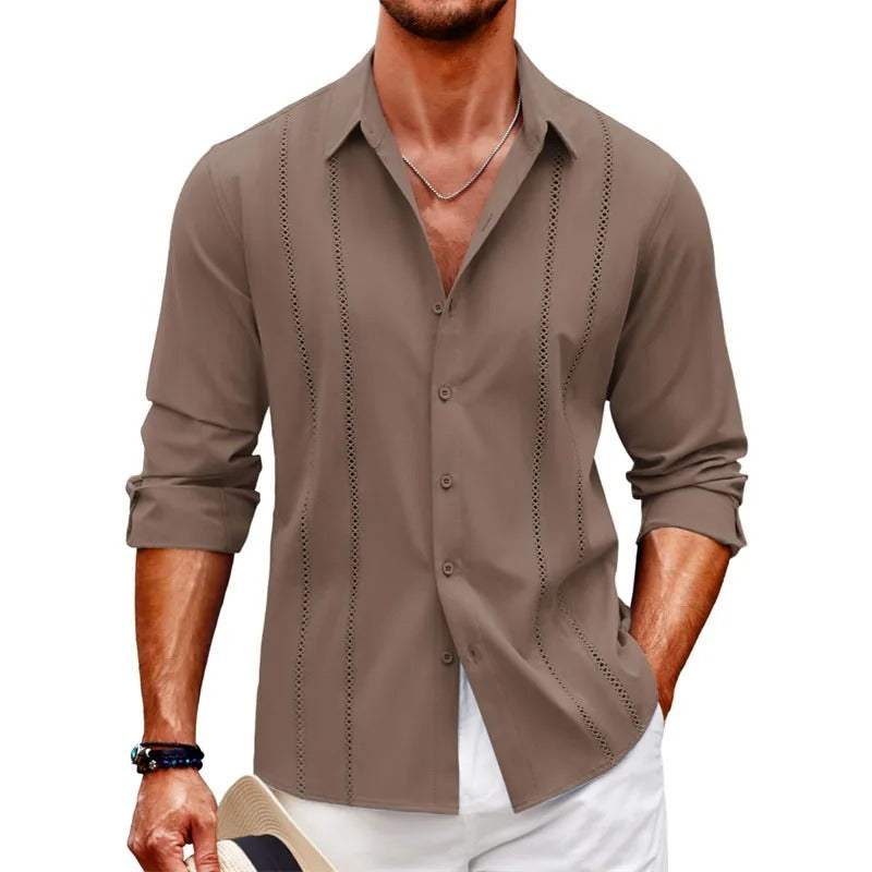 Chemise À Manches Longues Avec Fermeture Boutonnée Pour Homme | Idéale Pour Usage Quotidien Et Occasions Formelles