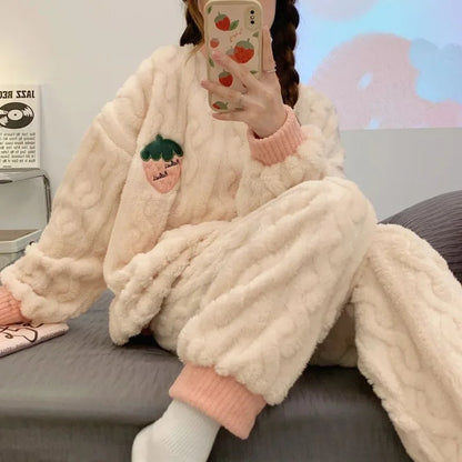 Ensemble Pyjama Deux Pièces Avec Haut Et Pantalon pour Femmes | Idéal pour L’Hiver Et Les Moments De Détente À La Maison