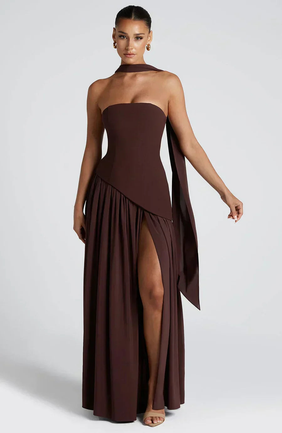 Robe Maxi Asymétrique Avec Design À Une Épaule Pour Femme | Idéale Pour Mariages Et Soirées