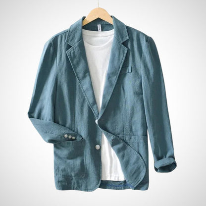 Blazer Léger avec Revers Classique et Manches Ajustables pour Hommes | Idéal pour Été et Occasions Décontractées
