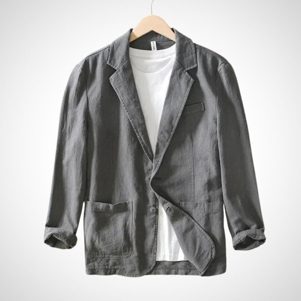 Blazer Léger avec Revers Classique et Manches Ajustables pour Hommes | Idéal pour Été et Occasions Décontractées