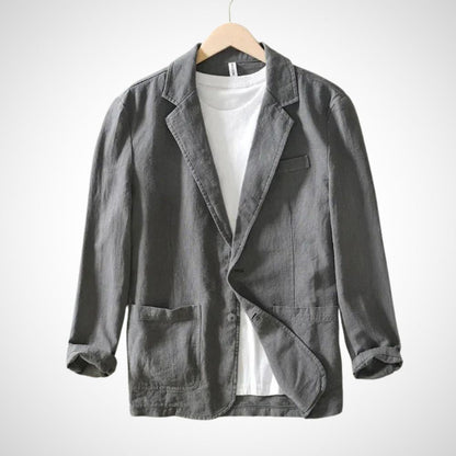 Blazer Léger avec Revers Classique et Manches Ajustables pour Hommes | Idéal pour Été et Occasions Décontractées