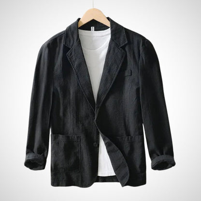 Blazer Léger avec Revers Classique et Manches Ajustables pour Hommes | Idéal pour Été et Occasions Décontractées