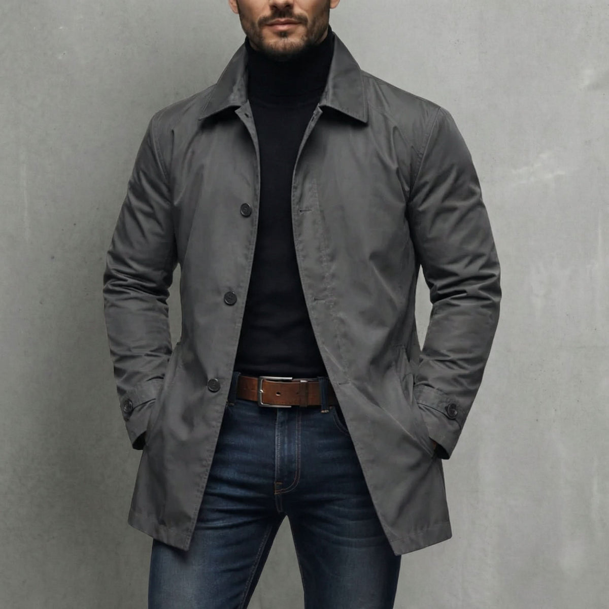Manteau à col chemise pour hommes