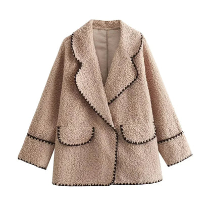 Manteau court à col tailleur pour femmes