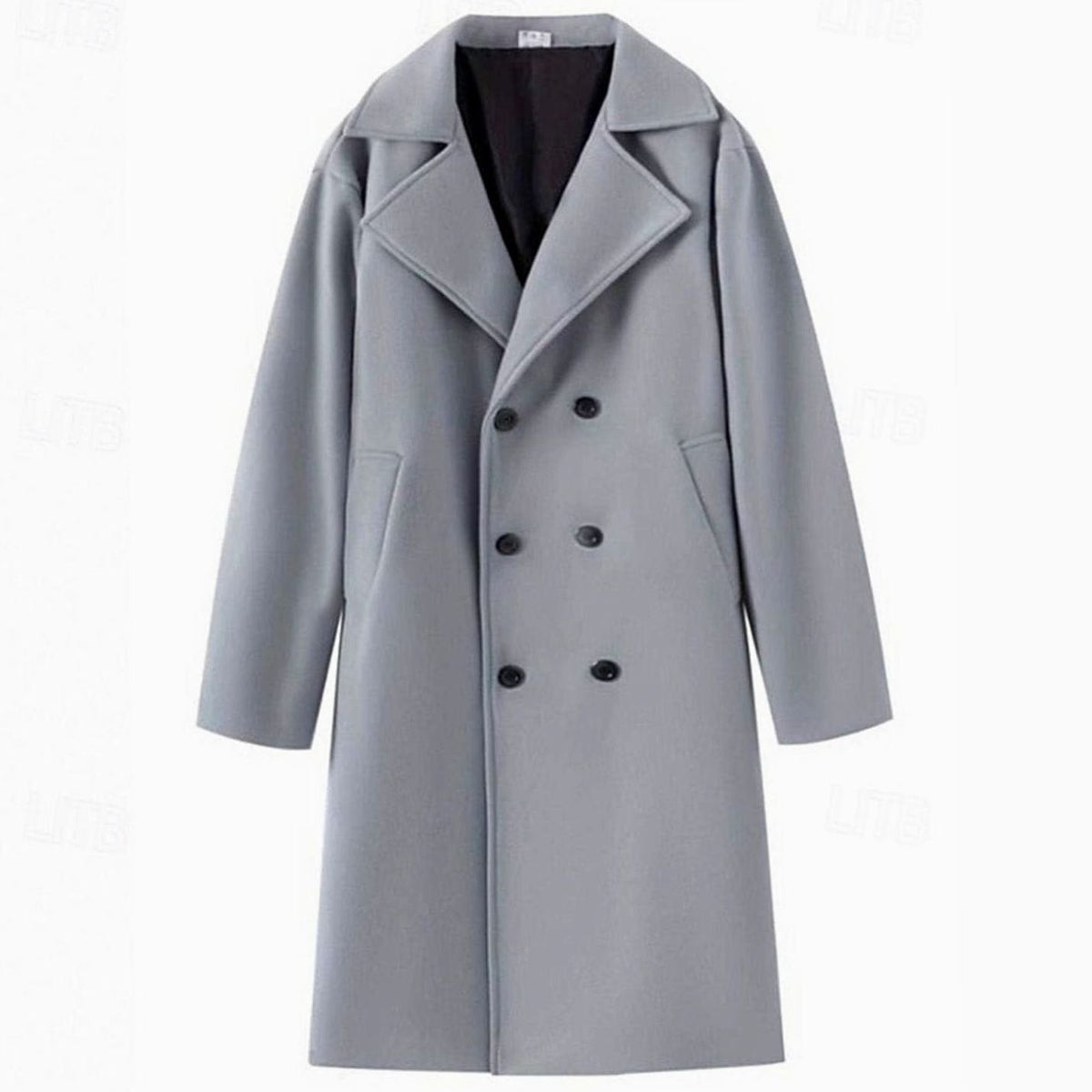 Manteau croisé à revers cranté pour hommes