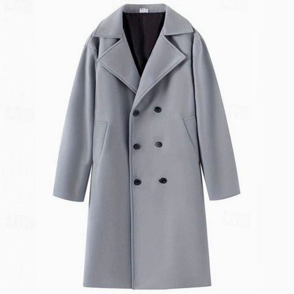 Manteau croisé à revers cranté pour hommes
