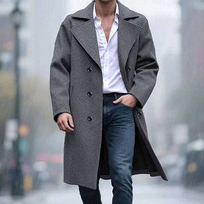 Manteau croisé à revers cranté pour hommes