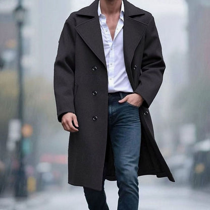 Manteau croisé à revers cranté pour hommes
