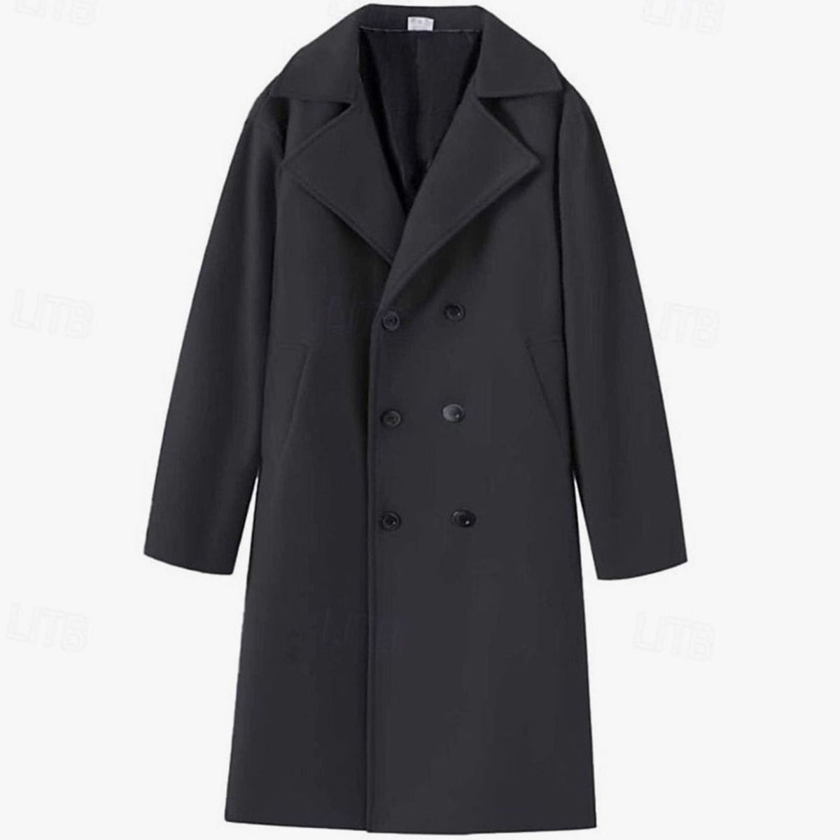 Manteau croisé à revers cranté pour hommes