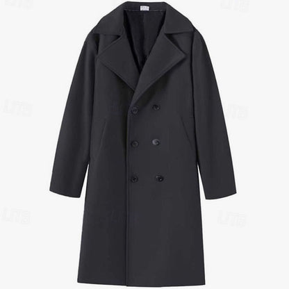 Manteau croisé à revers cranté pour hommes