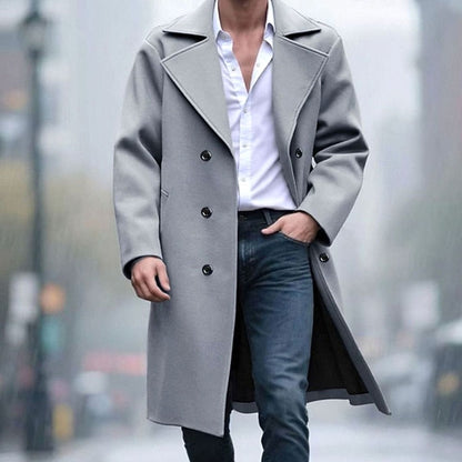 Manteau croisé à revers cranté pour hommes