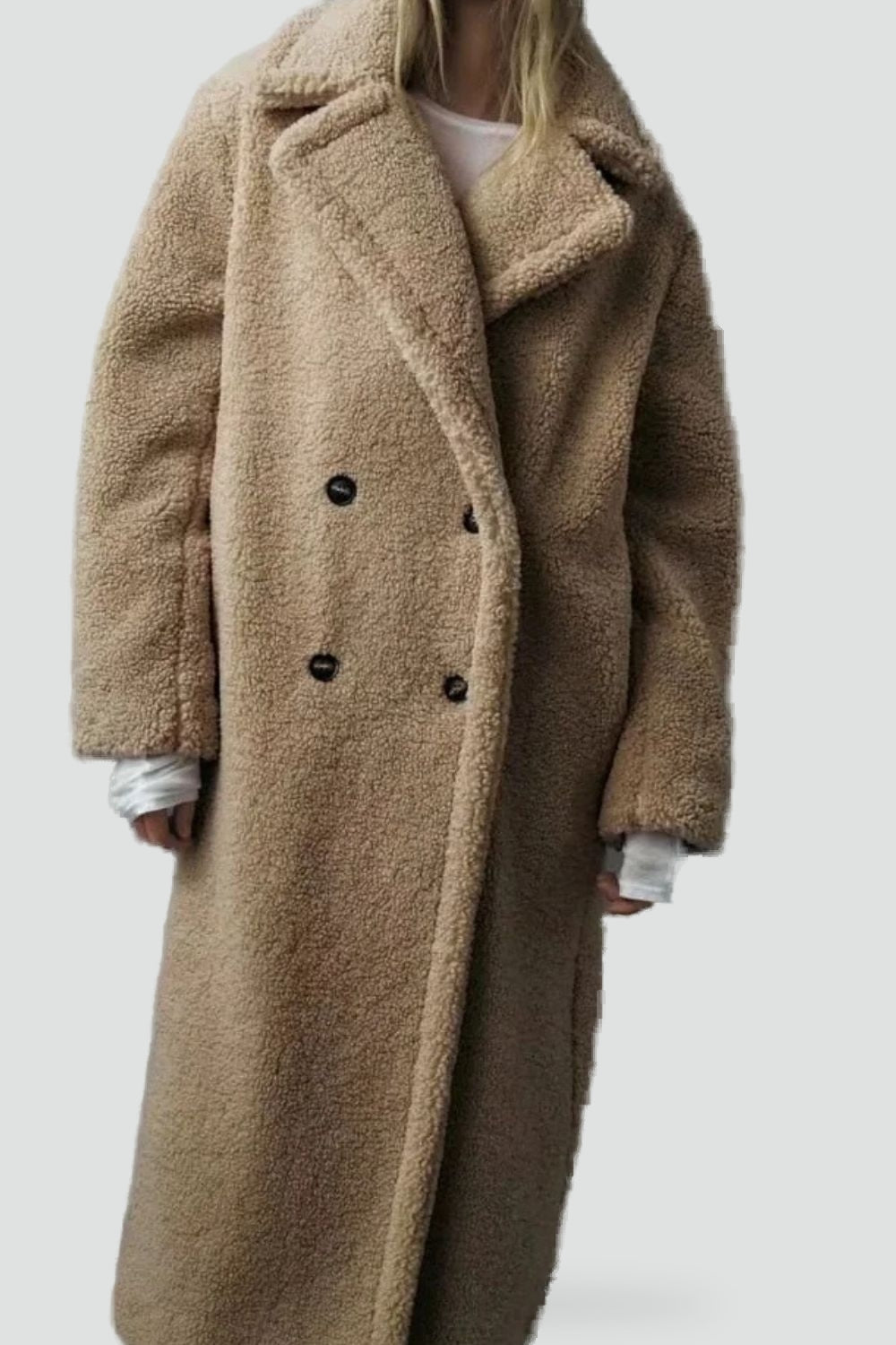 Manteau long à col cranté pour femmes