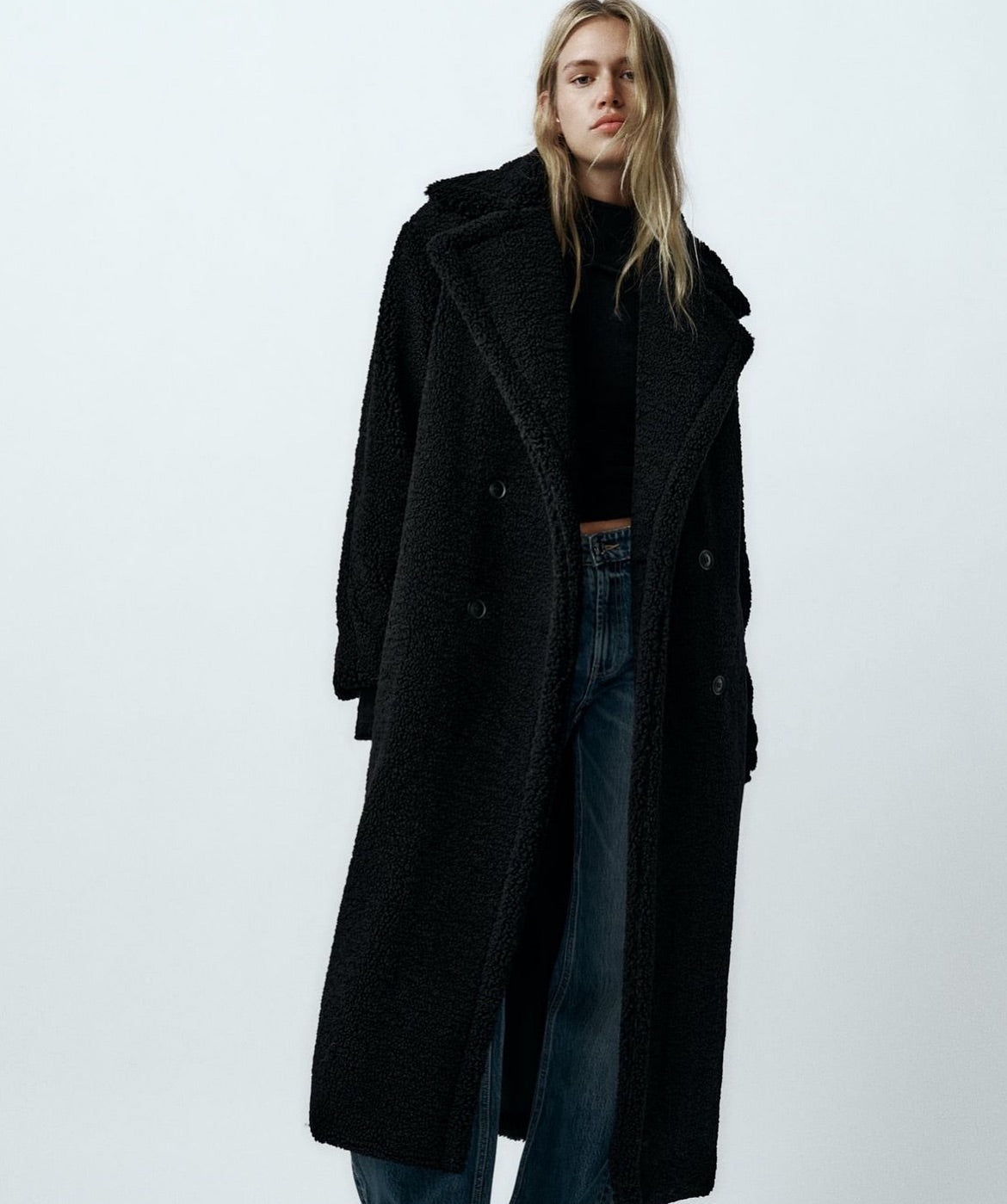 Manteau long à col cranté pour femmes