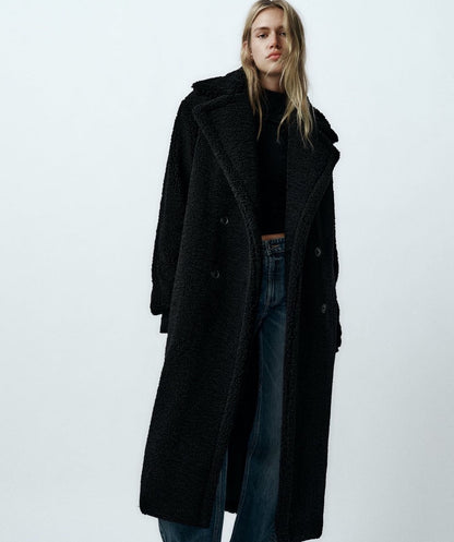 Manteau long à col cranté pour femmes