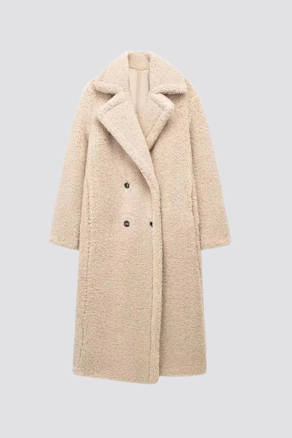 Manteau long à col cranté pour femmes