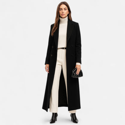 Manteau long à col revers pour femmes