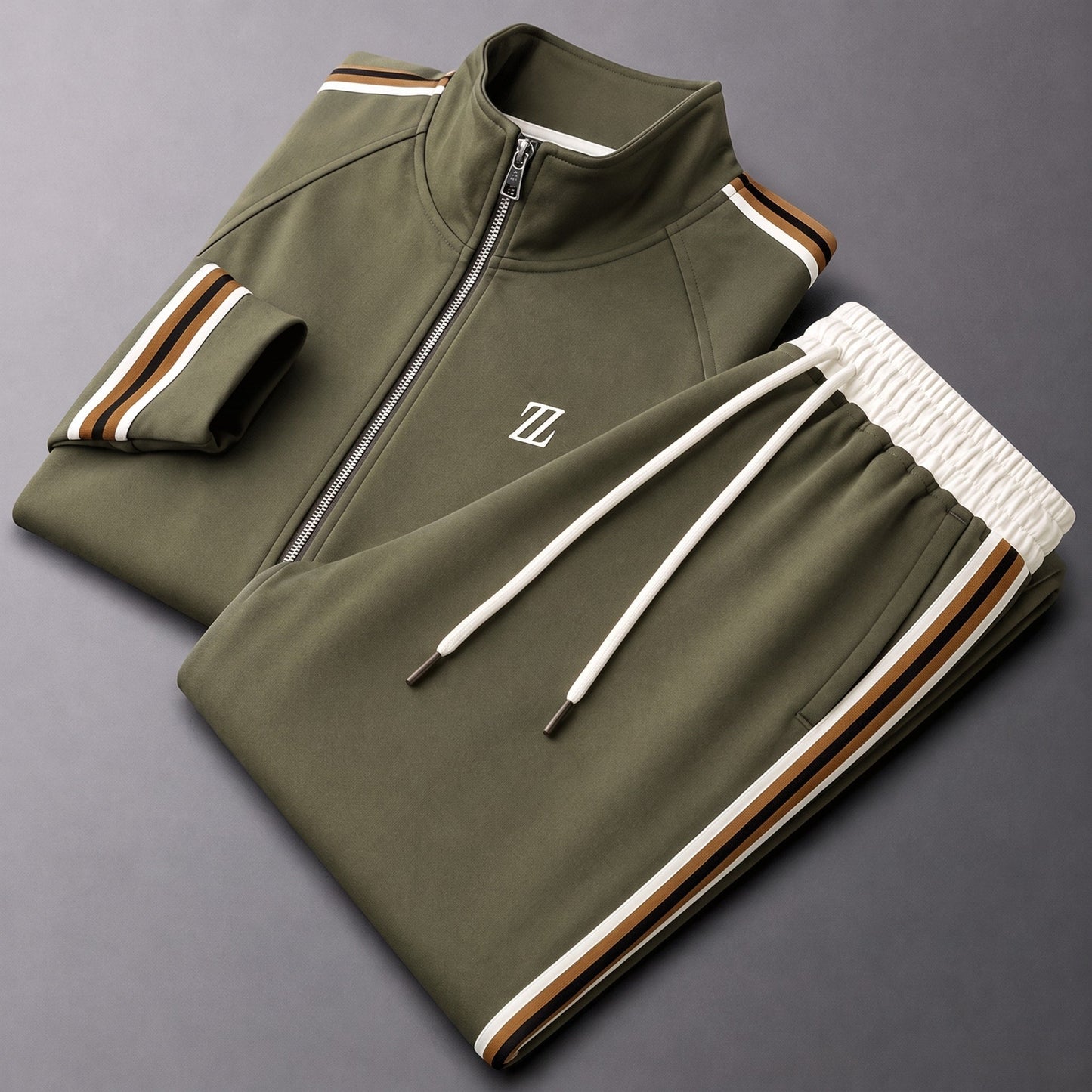 Ensemble jogging zippé à rayures pour hommes