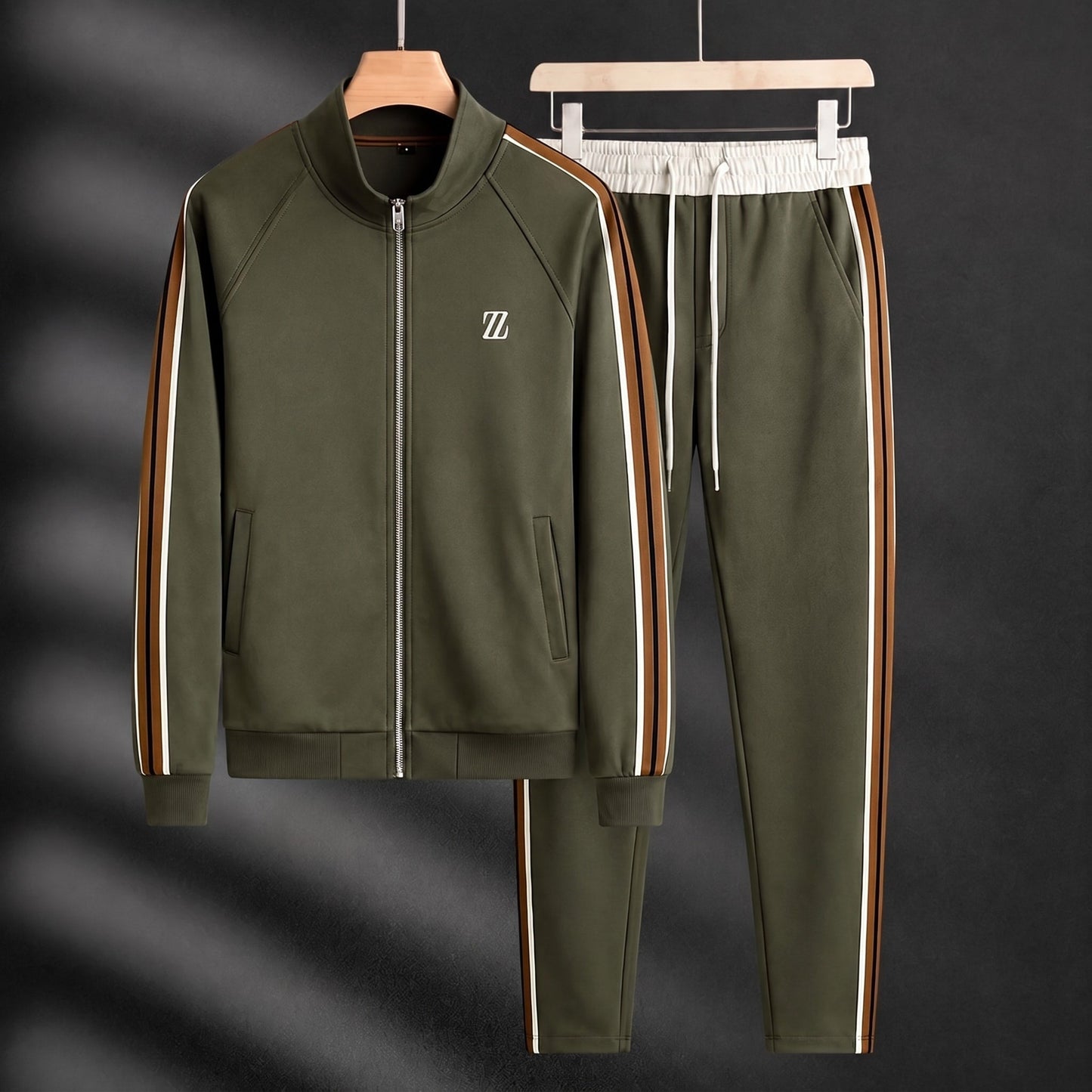 Ensemble jogging zippé à rayures pour hommes