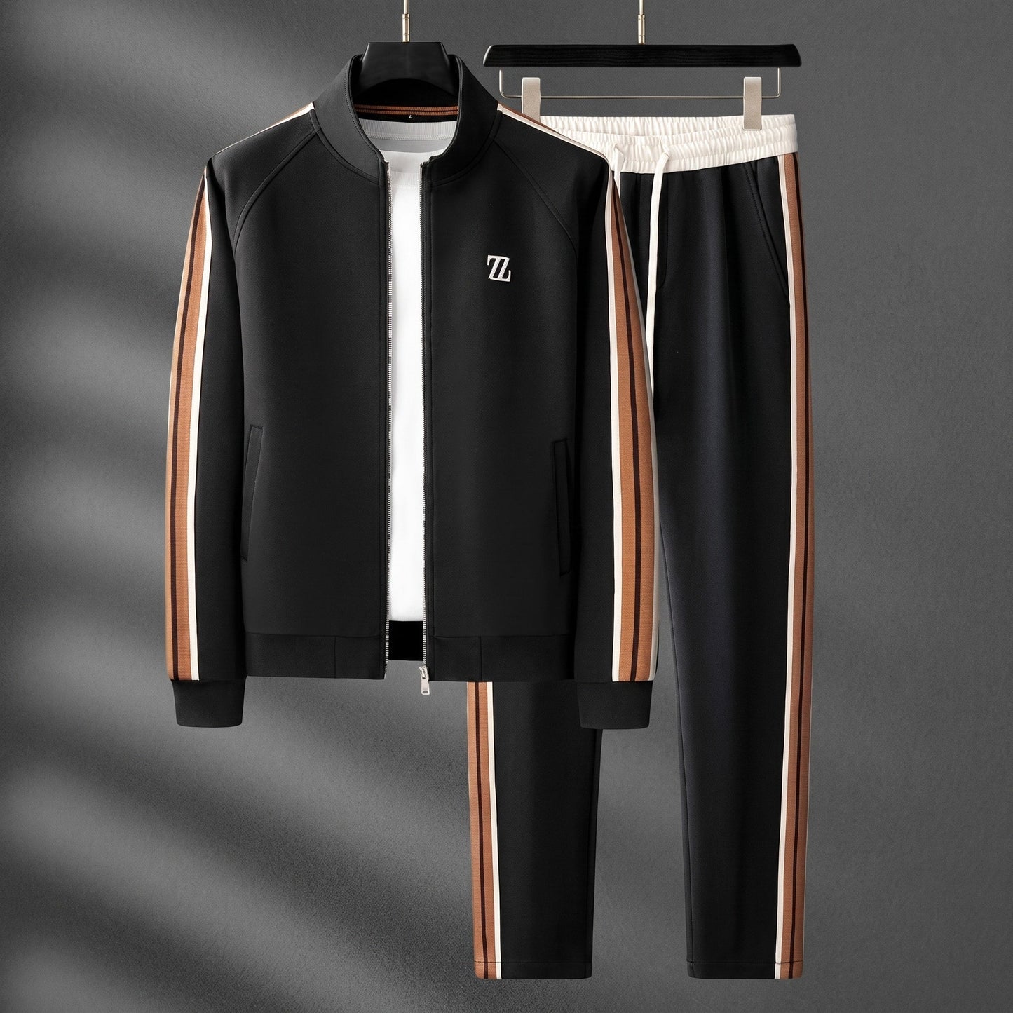 Ensemble jogging zippé à rayures pour hommes