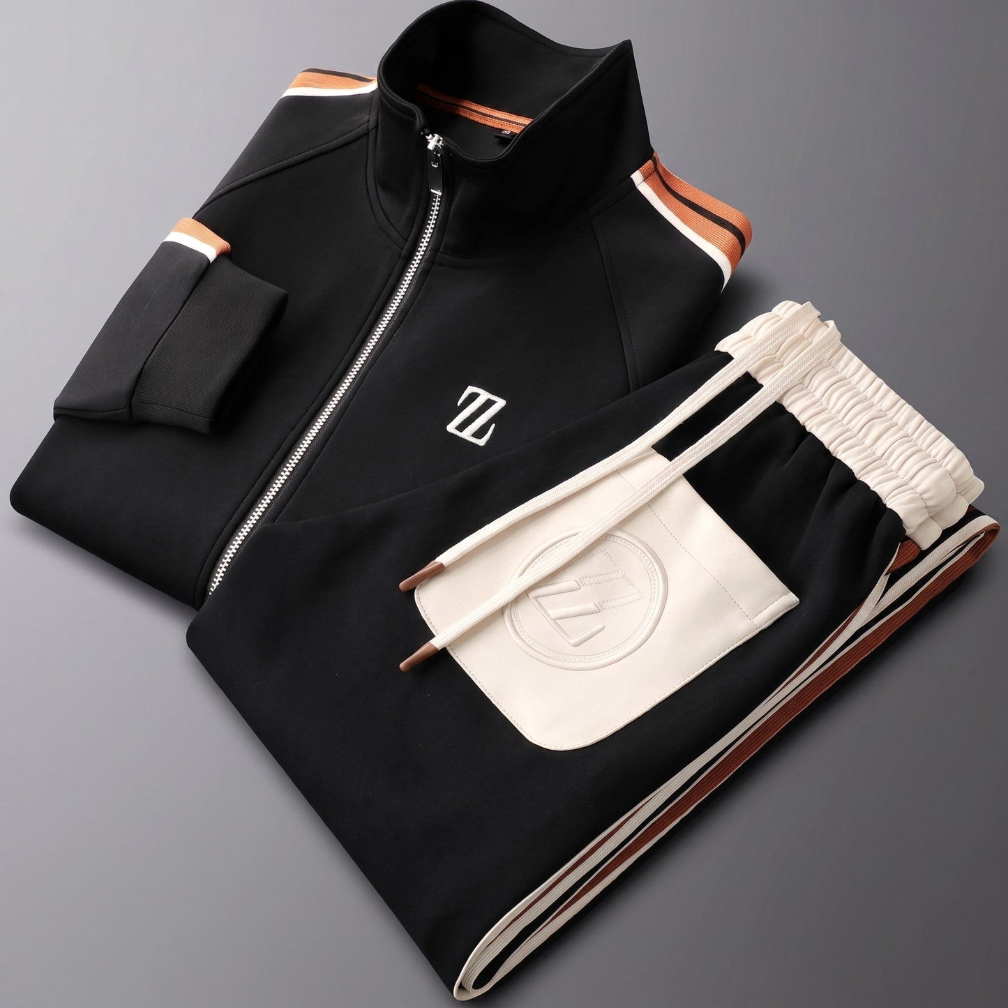 Ensemble jogging zippé à rayures pour hommes