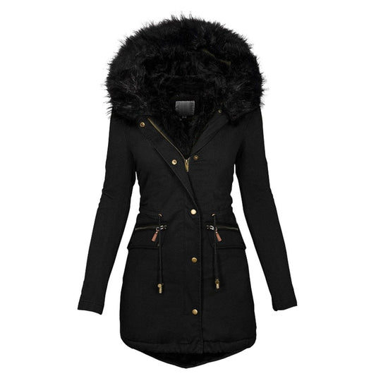 Manteau d’Hiver Long avec Taille Ajustable pour Femmes | Idéal pour la Saison Froide