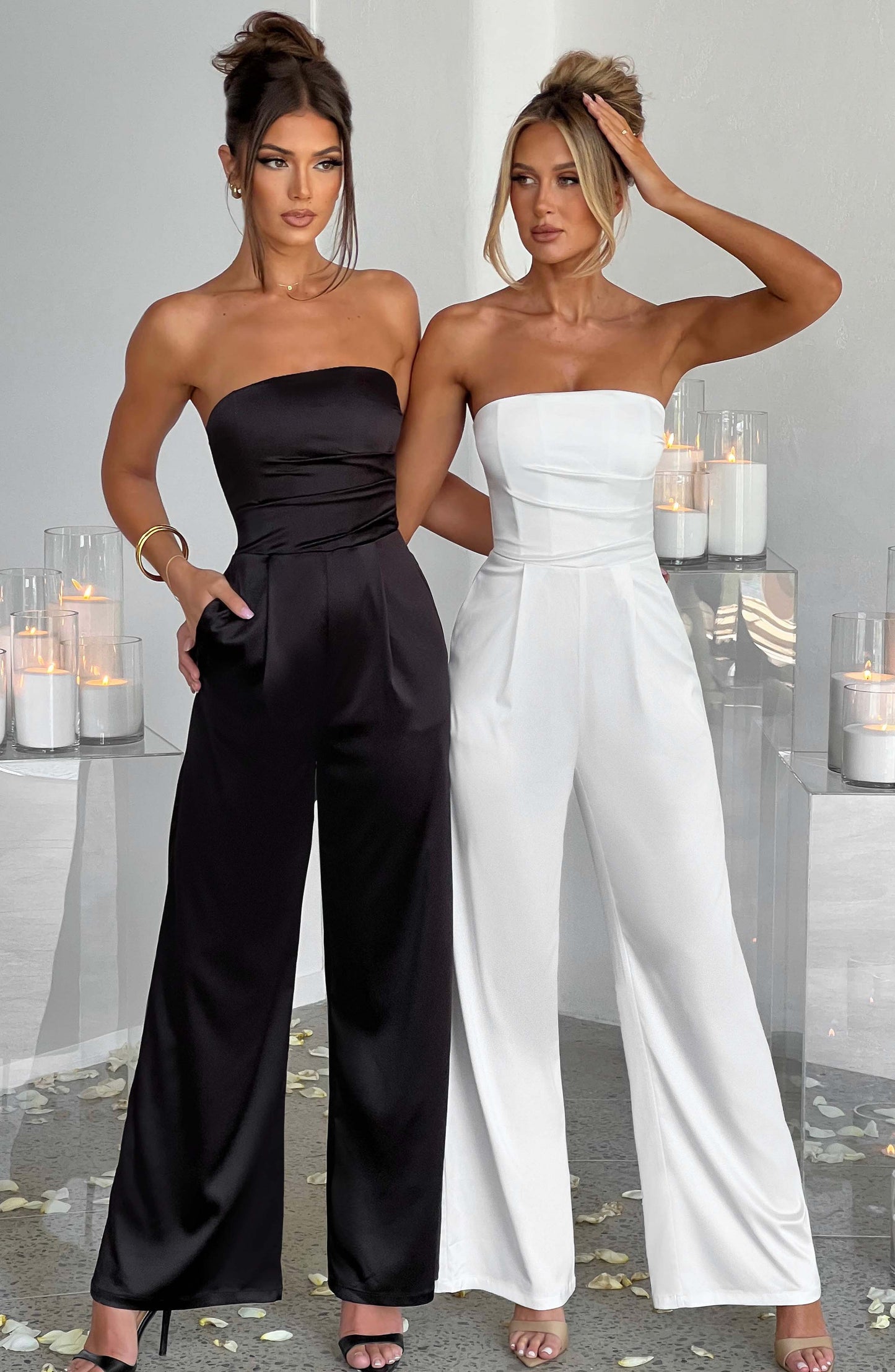 Combinaison Sans Bretelles À Jambes Larges Pour Femme | Idéal Pour Des Occasions Habillées