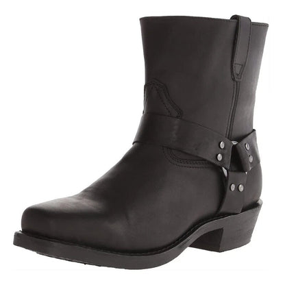 Bottes style motard avec sangle et rivets métalliques pour homme | Idéales pour l’automne