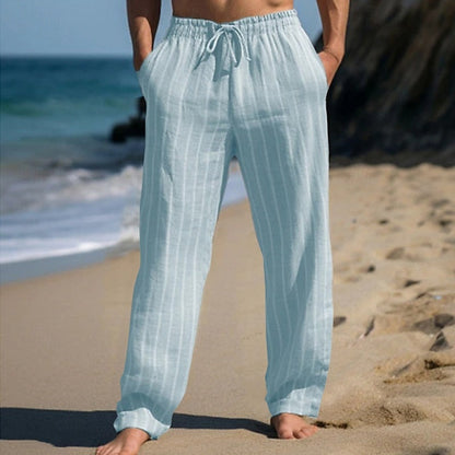 Pantalon À Taille Élastique Avec Cordon De Serrage Et Rayures Verticales Pour Homme | Idéal Pour Usage Quotidien Et Loisirs