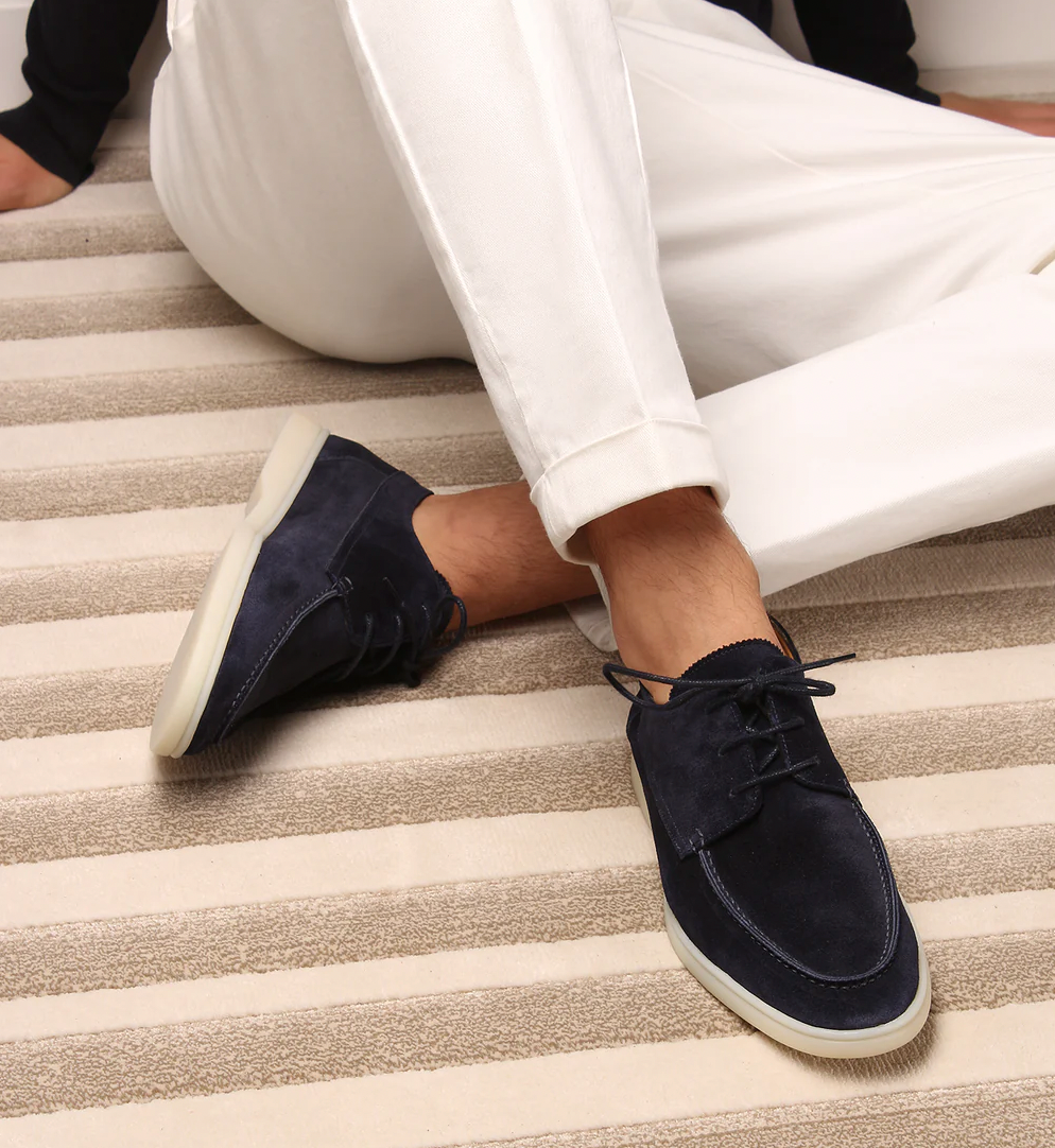 Chaussures homme à lacets style bateau à semelle blanche | Idéal pour les sorties estivales et les week-ends décontractés