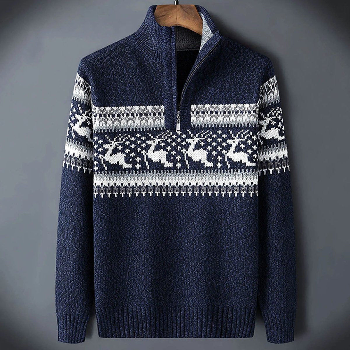 Pull demi-zip à motif jacquard pour homme