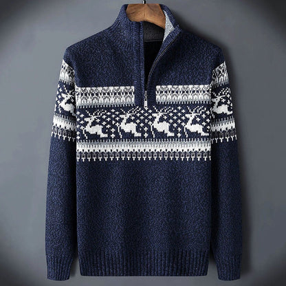 Pull demi-zip à motif jacquard pour homme