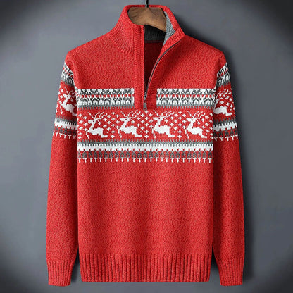 Pull demi-zip à motif jacquard pour homme