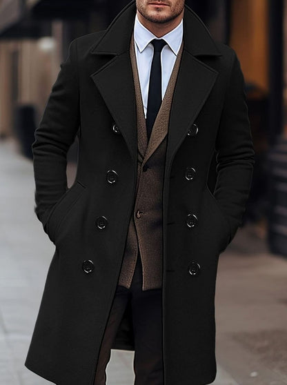 Manteau croisé à revers cranté pour homme