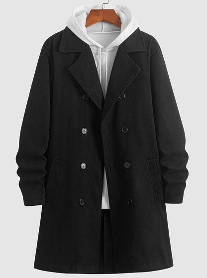 Manteau croisé à revers cranté pour homme