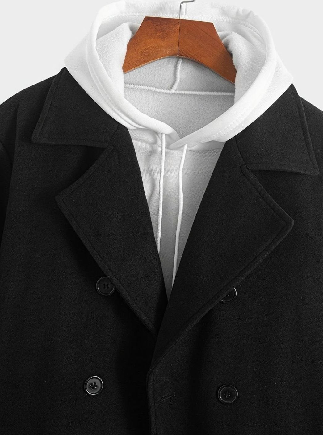 Manteau croisé à revers cranté pour homme