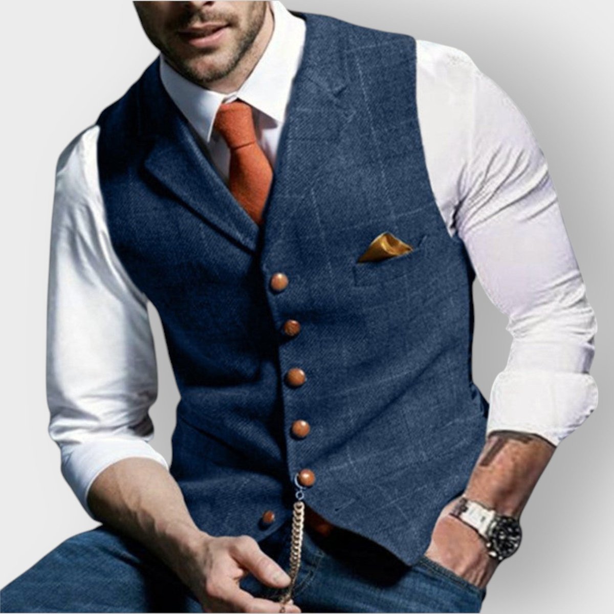 Gilet de costume à carreaux et col cranté pour homme | Idéal pour les occasions habillées