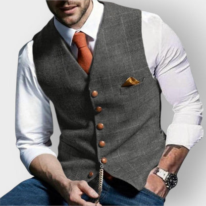Gilet de costume à carreaux et col cranté pour homme | Idéal pour les occasions habillées