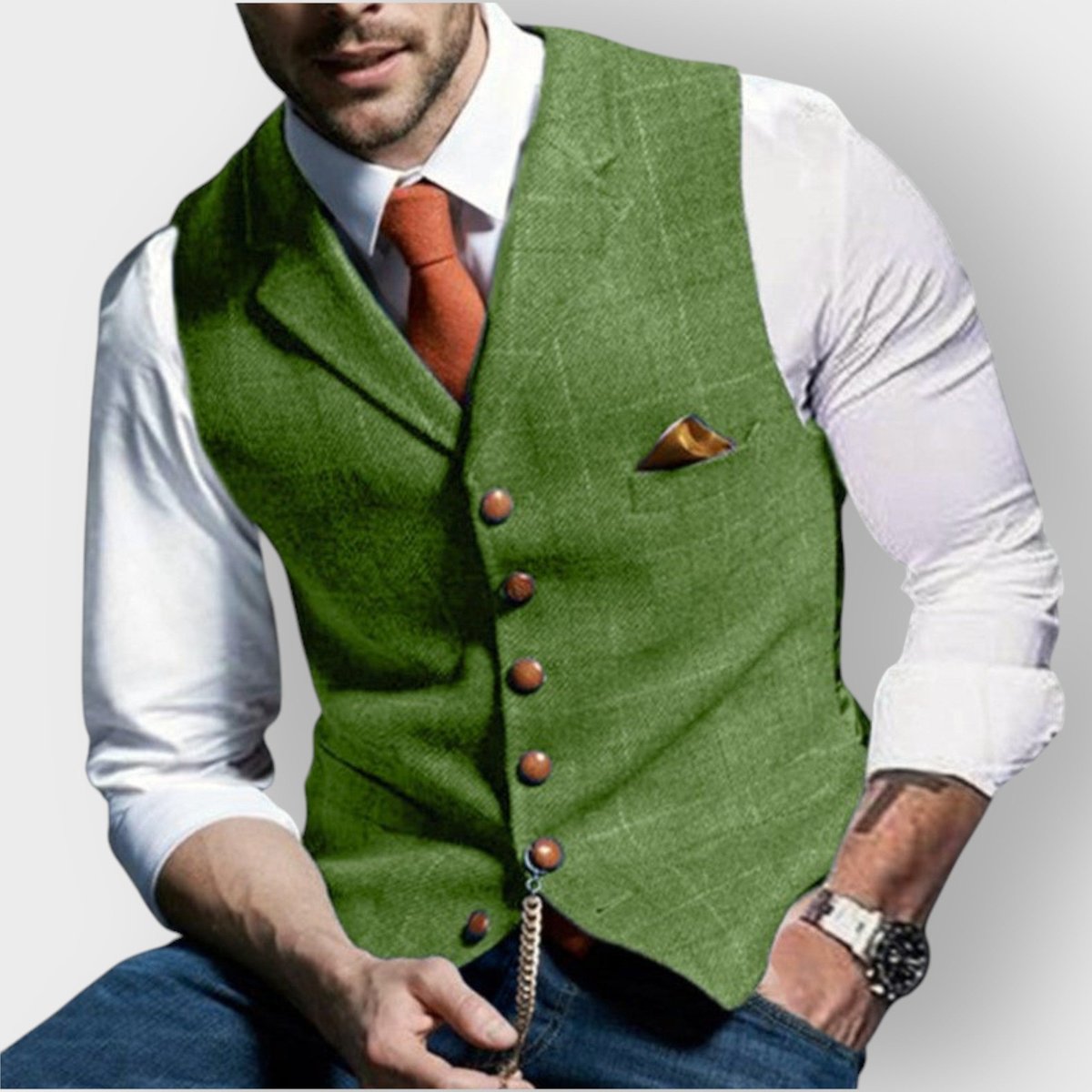 Gilet de costume à carreaux et col cranté pour homme | Idéal pour les occasions habillées