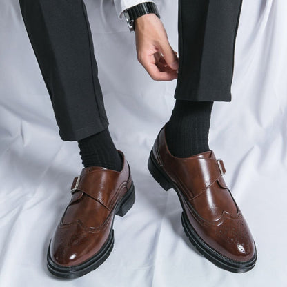 Chaussures monk strap à perforations pour hommes