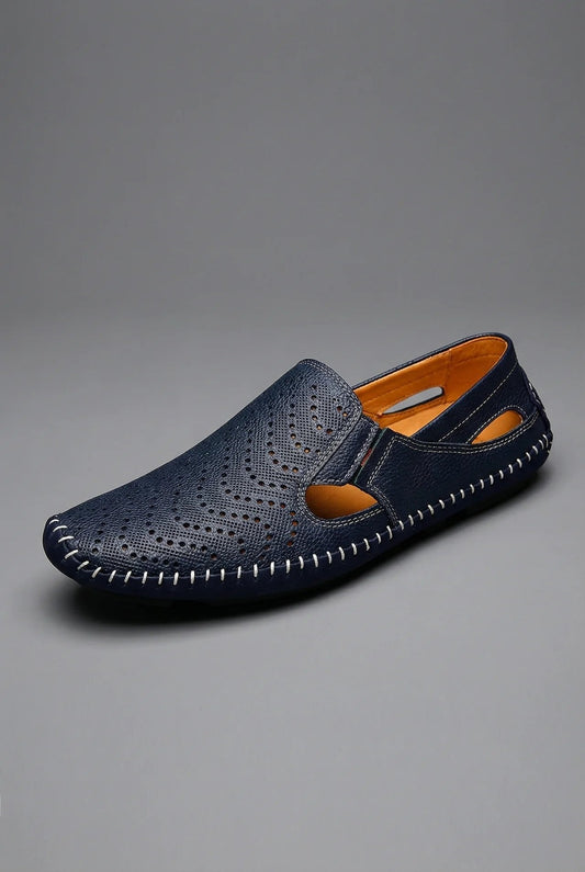 Mocassin perforé sans lacets pour hommes