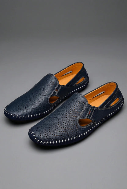 Mocassin perforé sans lacets pour homme | Idéal pour l'été