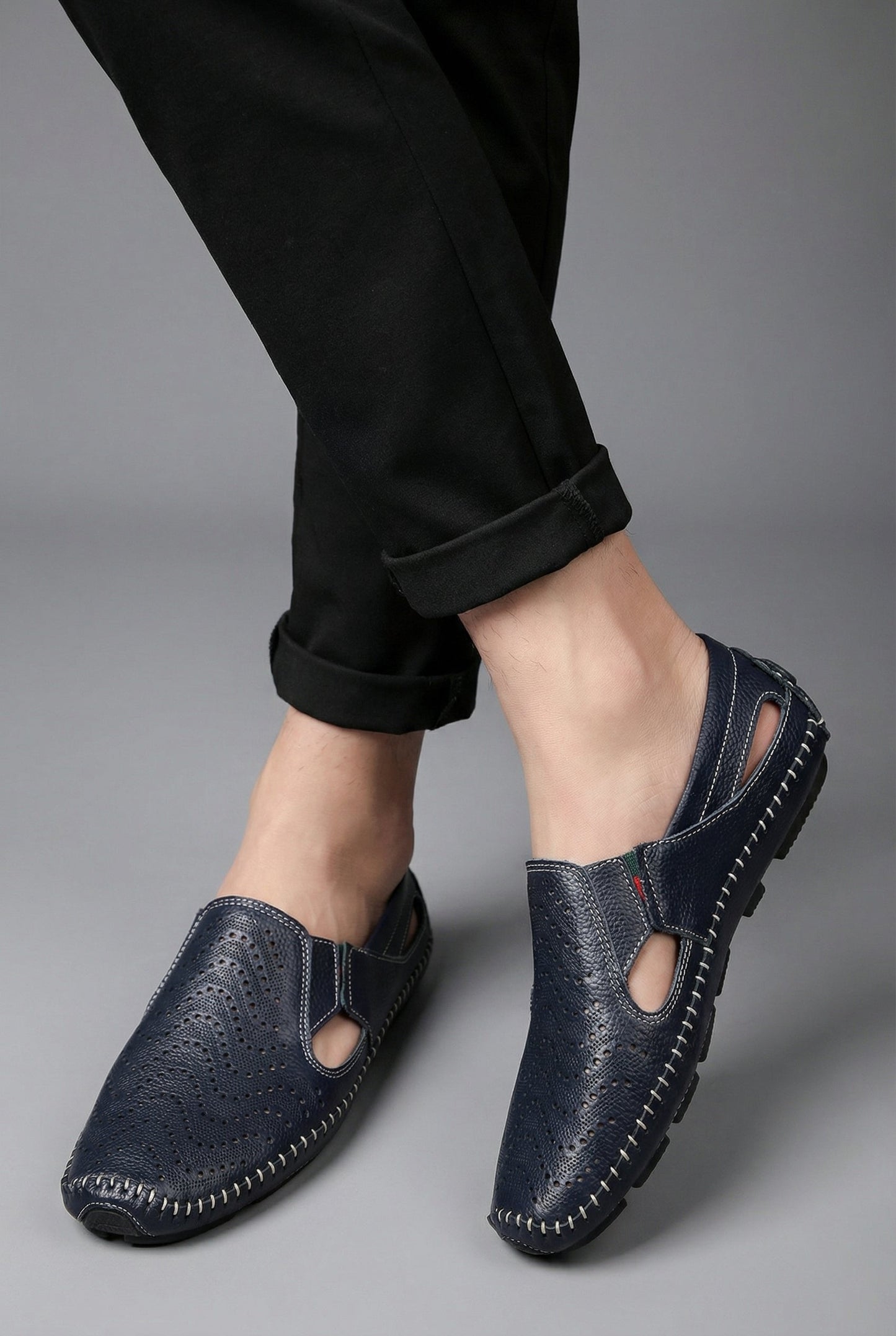 Mocassin perforé sans lacets pour homme | Idéal pour l'été