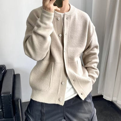 Cardigan boutonné à col rond pour homme | Idéal pour l'automne