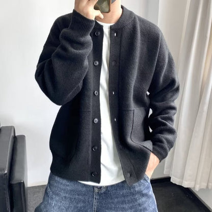 Cardigan boutonné à col rond pour homme | Idéal pour l'automne