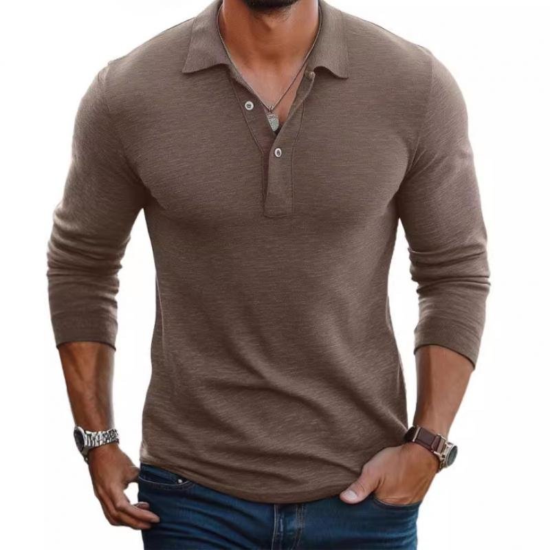 Polo boutonné à manches longues pour hommes